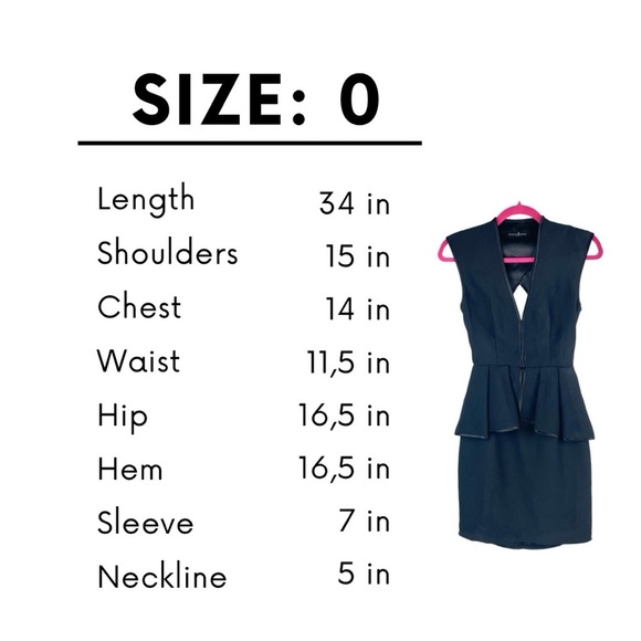 GUESS By Marciano Black Peplum Dress Size 0 Sleeveless Open Back Deep V-Neck - Picture 11 of 14